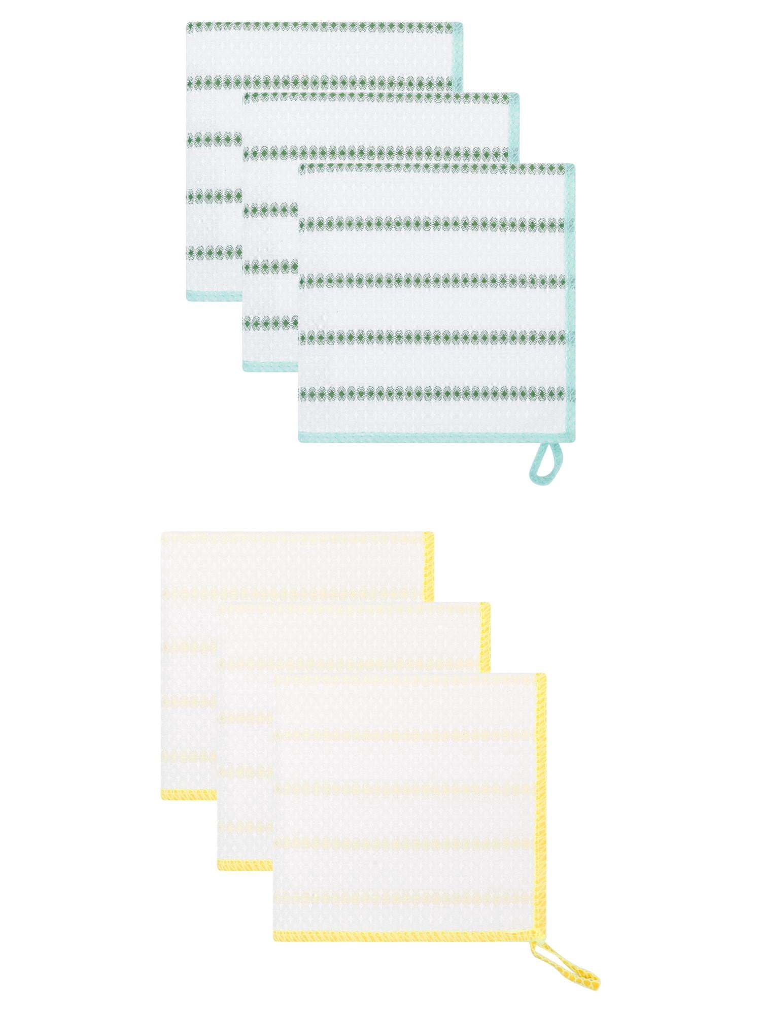 Unique Bargains Wood Fiber Absorbent Cleaning Cloths 6 Pack Yellow/Green 12" x 12"