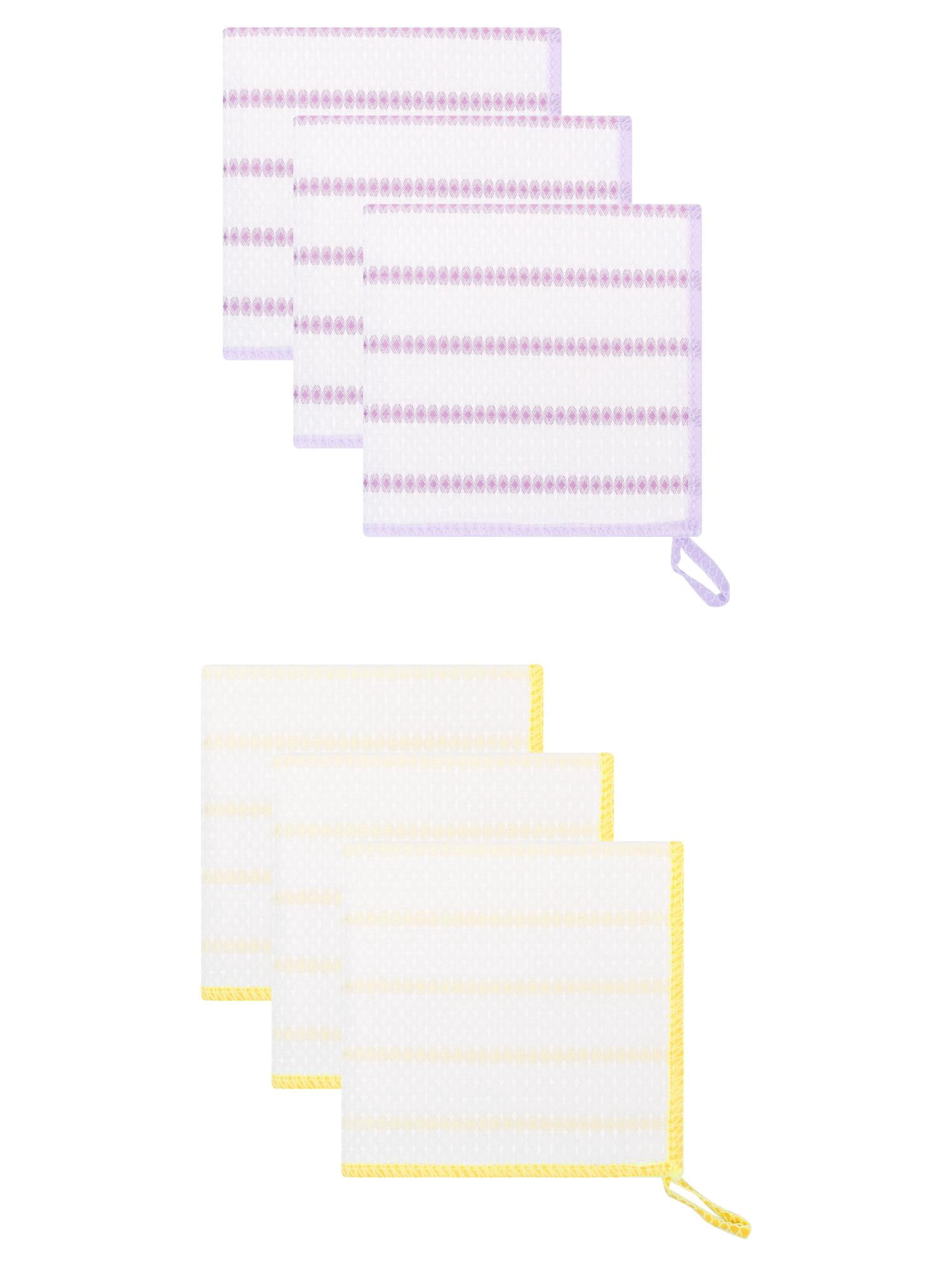 Unique Bargains Wood Fiber Absorbent Cleaning Cloths 6 Pack Yellow/Purple 12" x 12"