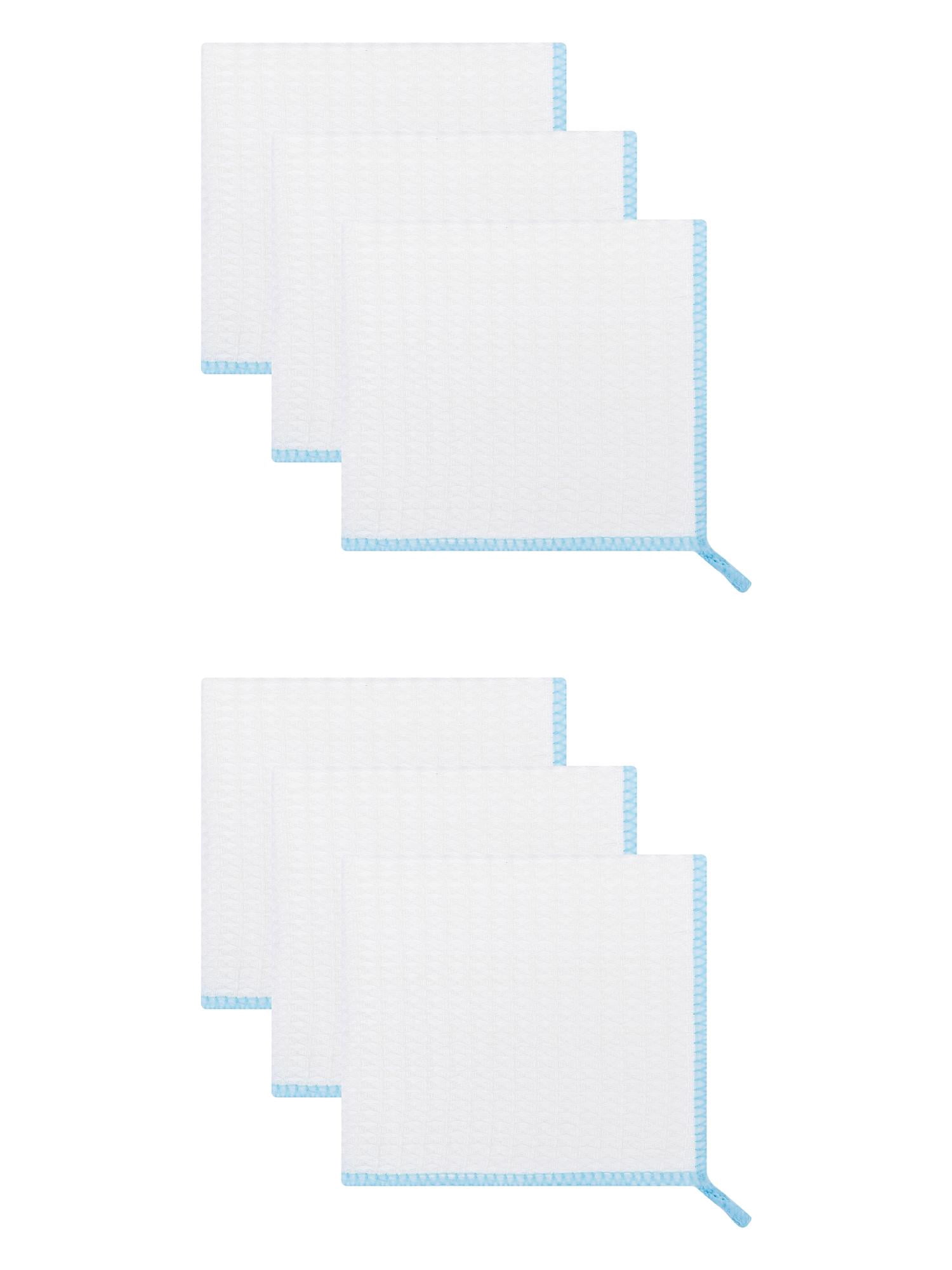 Unique Bargains Wood Fiber Kitchen Cleaning Dish Cloth 6 Pack Blue 12" x 12"
