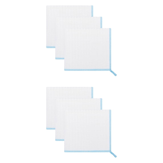 Unique Bargains Wood Fiber Kitchen Cleaning Dish Cloth 6 Pack Blue 12" x 12"