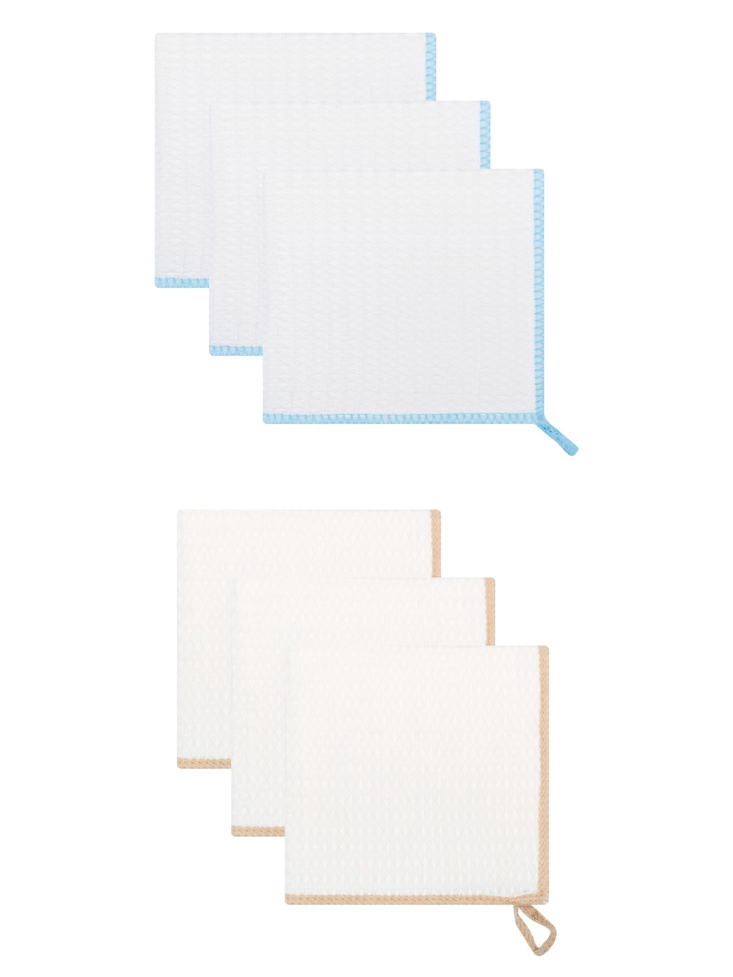 Unique Bargains Wood Fiber Kitchen Cleaning Dish Cloth 6 Pack Coffee/Blue 12" x 12"