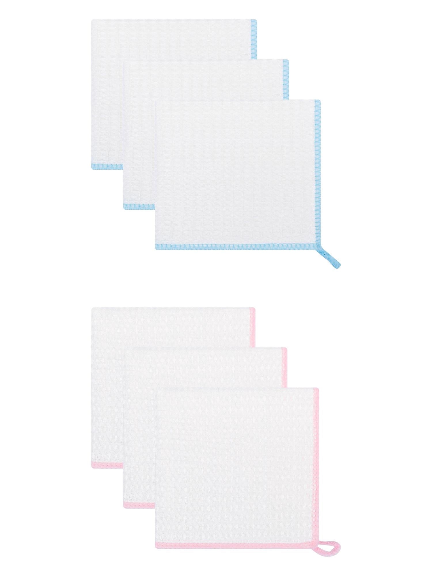 Unique Bargains Wood Fiber Kitchen Cleaning Dish Cloth 6 Pack Pink/Blue 12" x 12"