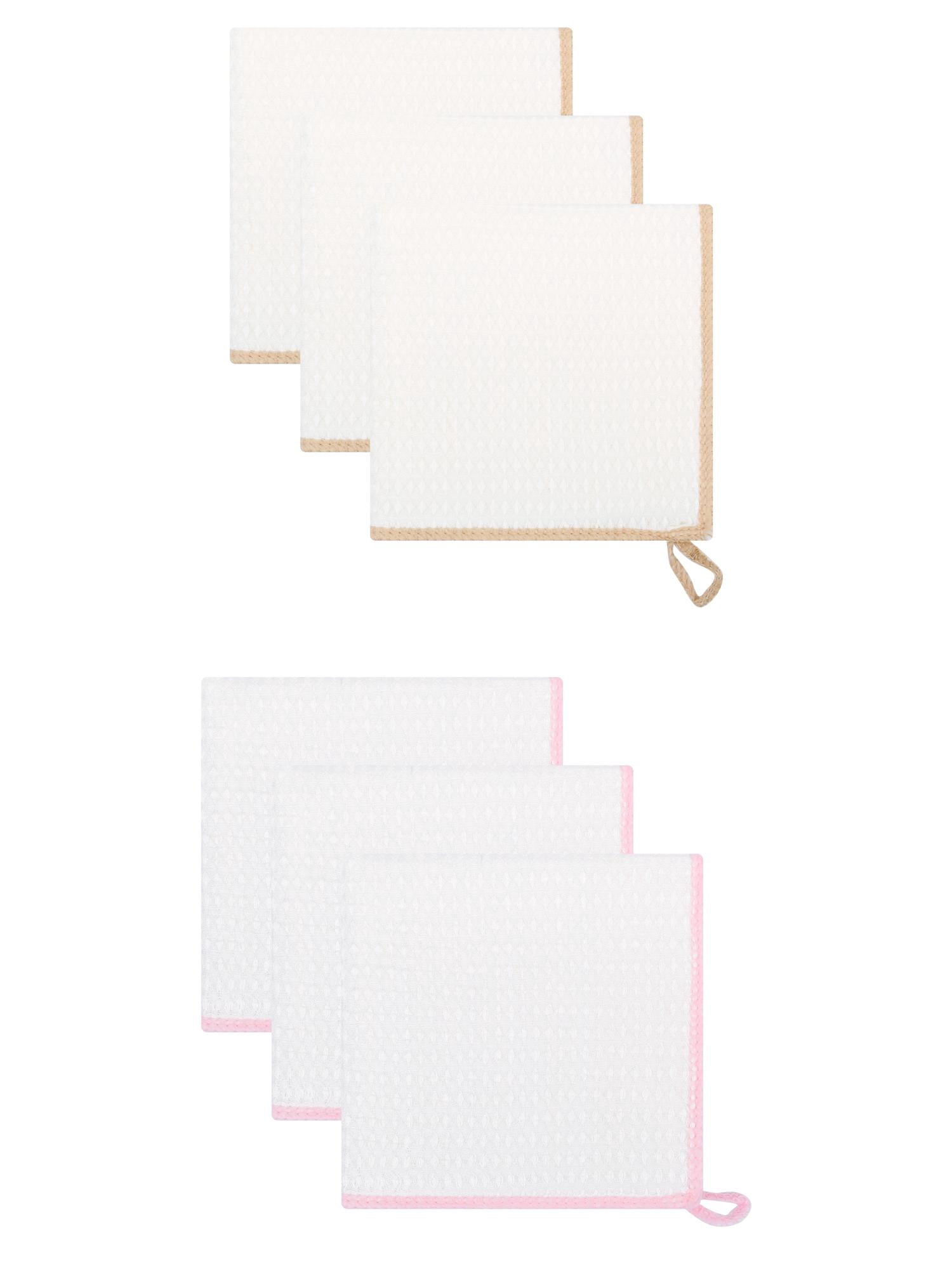 Unique Bargains Wood Fiber Kitchen Cleaning Dish Cloth 6 Pack Pink/Coffee 12" x 12"