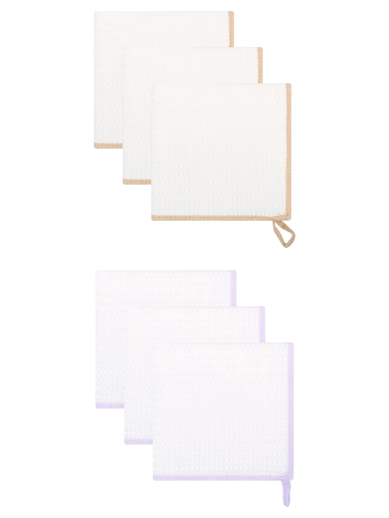 Unique Bargains Wood Fiber Kitchen Cleaning Dish Cloth 6 Pack Purple/Coffee 12" x 12"