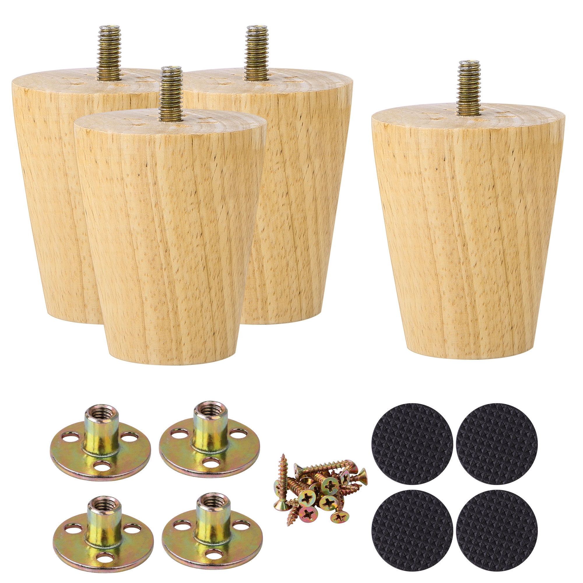 Unique Bargains Wood Furniture Legs Replacement Feet for Furniture DIY, 4Pcs