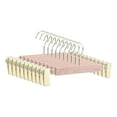 thumbnail image 1 of Unique Bargains Wood Hangers Clothes Hangers with Pinch Clips 10 Packs Gold, 1 of 6