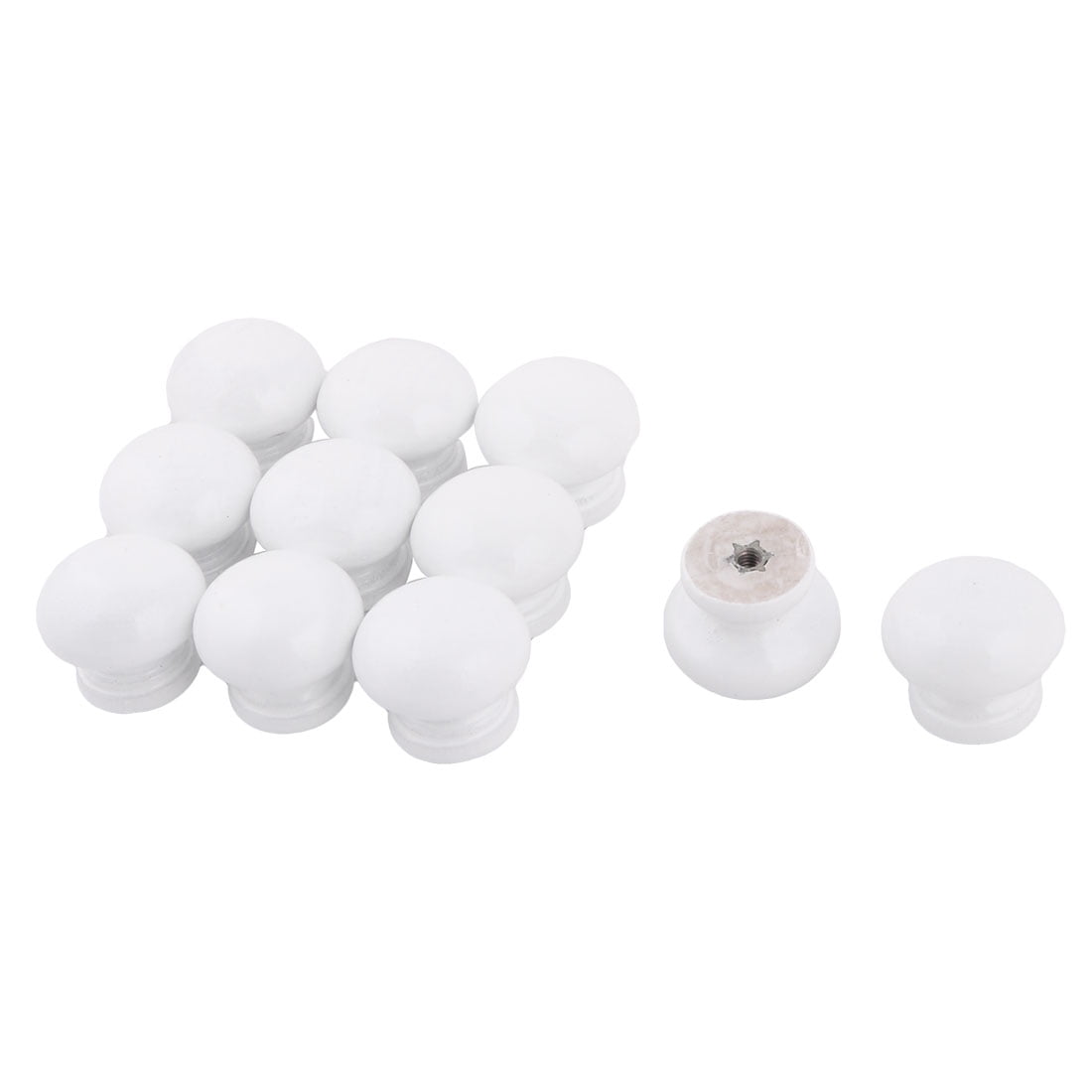 Unique Bargains Wood Household Round Single Mounting Hole Door Drawer Case Pull Knob 11pcs