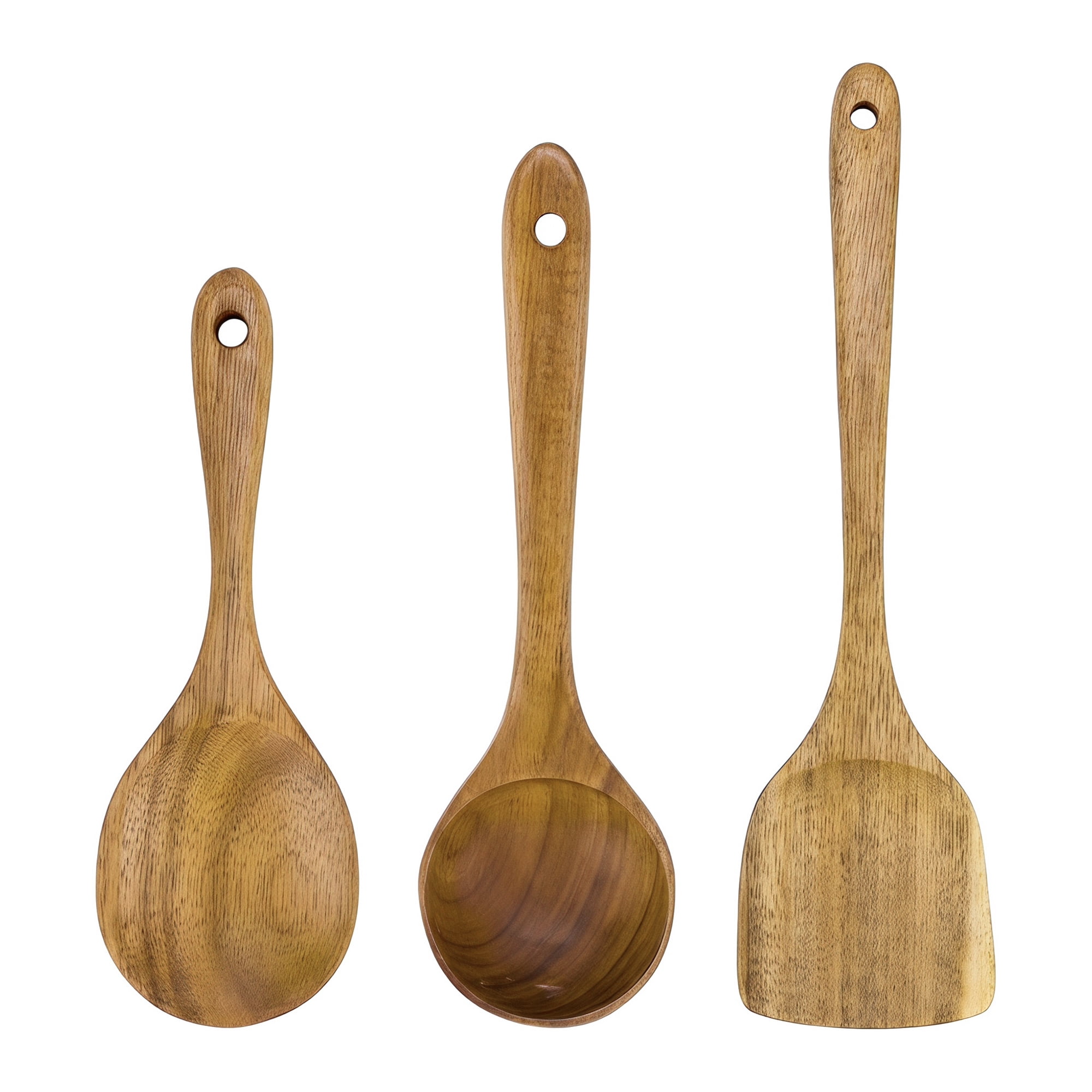 Unique Bargains Wood Solid Color Kitchen Utensil Set, Essential Kitchen Gadgets Brown 3