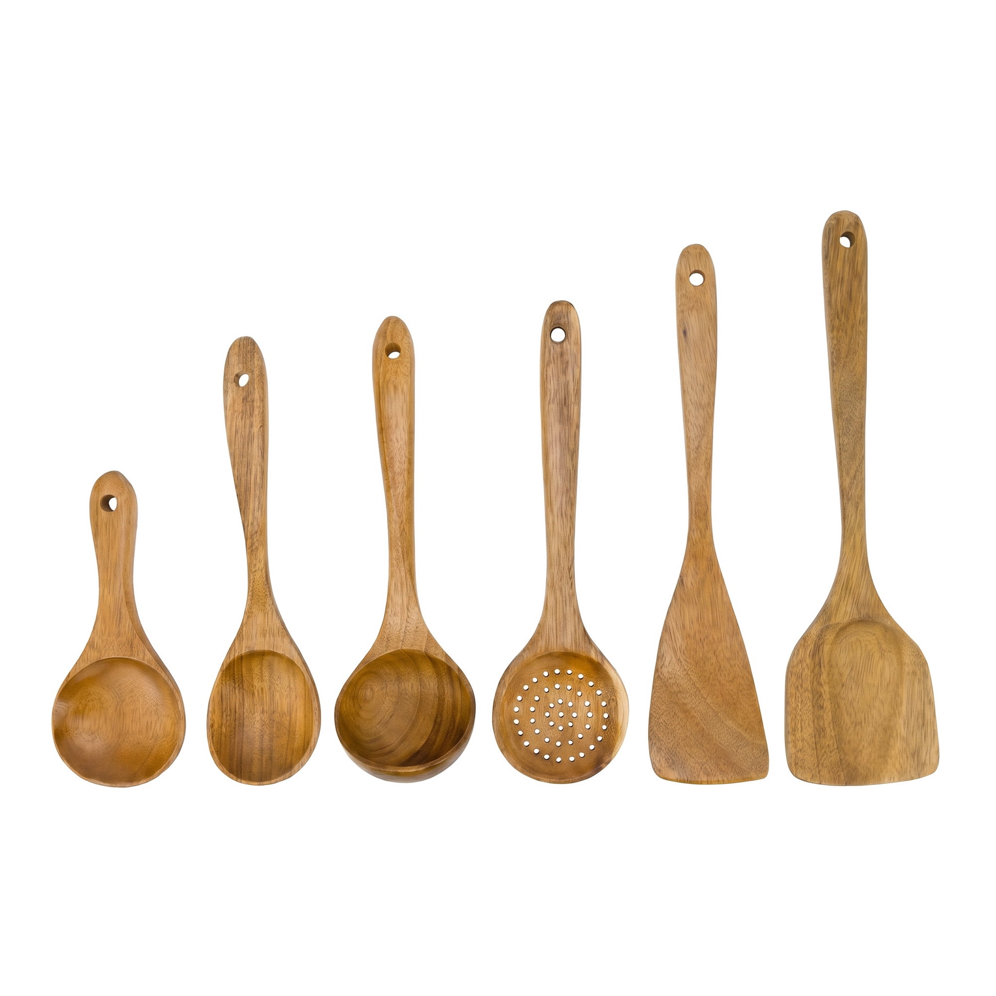 Unique Bargains Wood Solid Color Kitchen Utensil Set, Essential Kitchen Gadgets Brown A 6