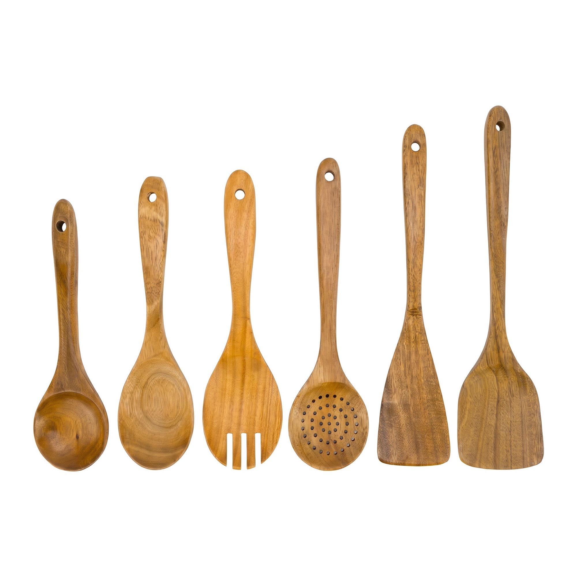Unique Bargains Wood Solid Color Kitchen Utensil Set, Essential Kitchen Gadgets Brown E 6