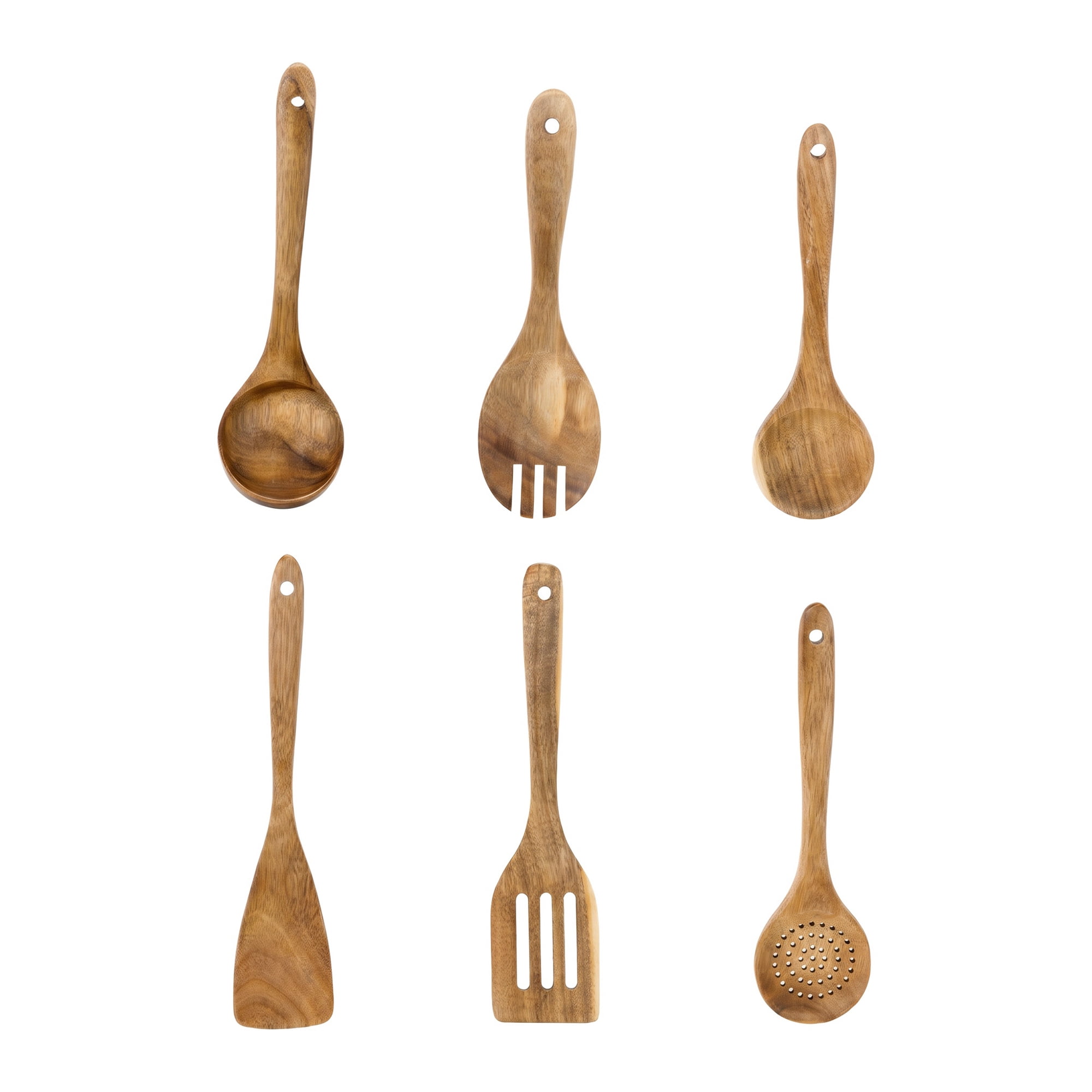Unique Bargains Wood Kitchen Utensil Set, Essential Kitchen Gadgets Dark Brown B 6pcs