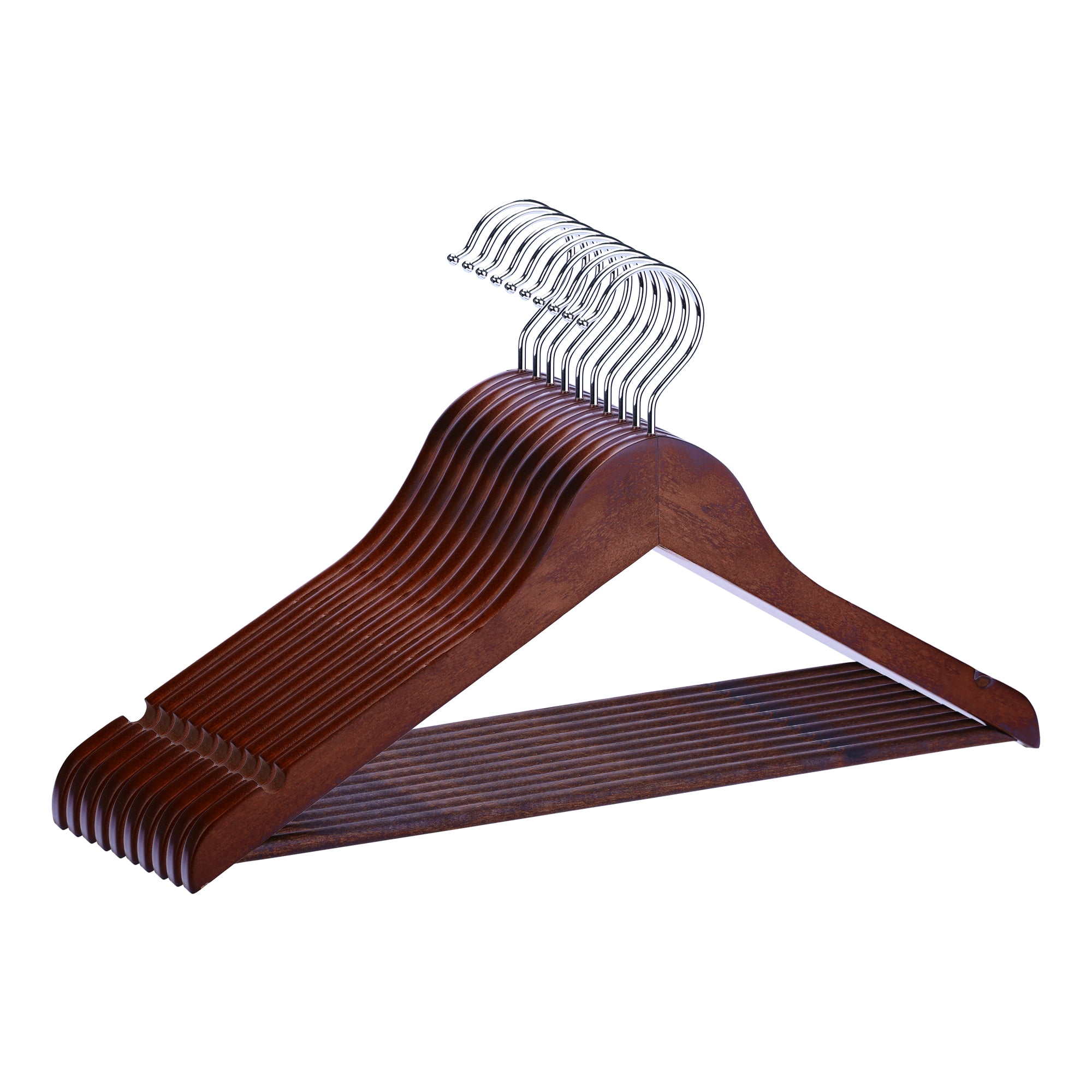 Unique Bargains Wood Non-Slip Hangers Clothes Hangers for Closet 10 Packs Brown