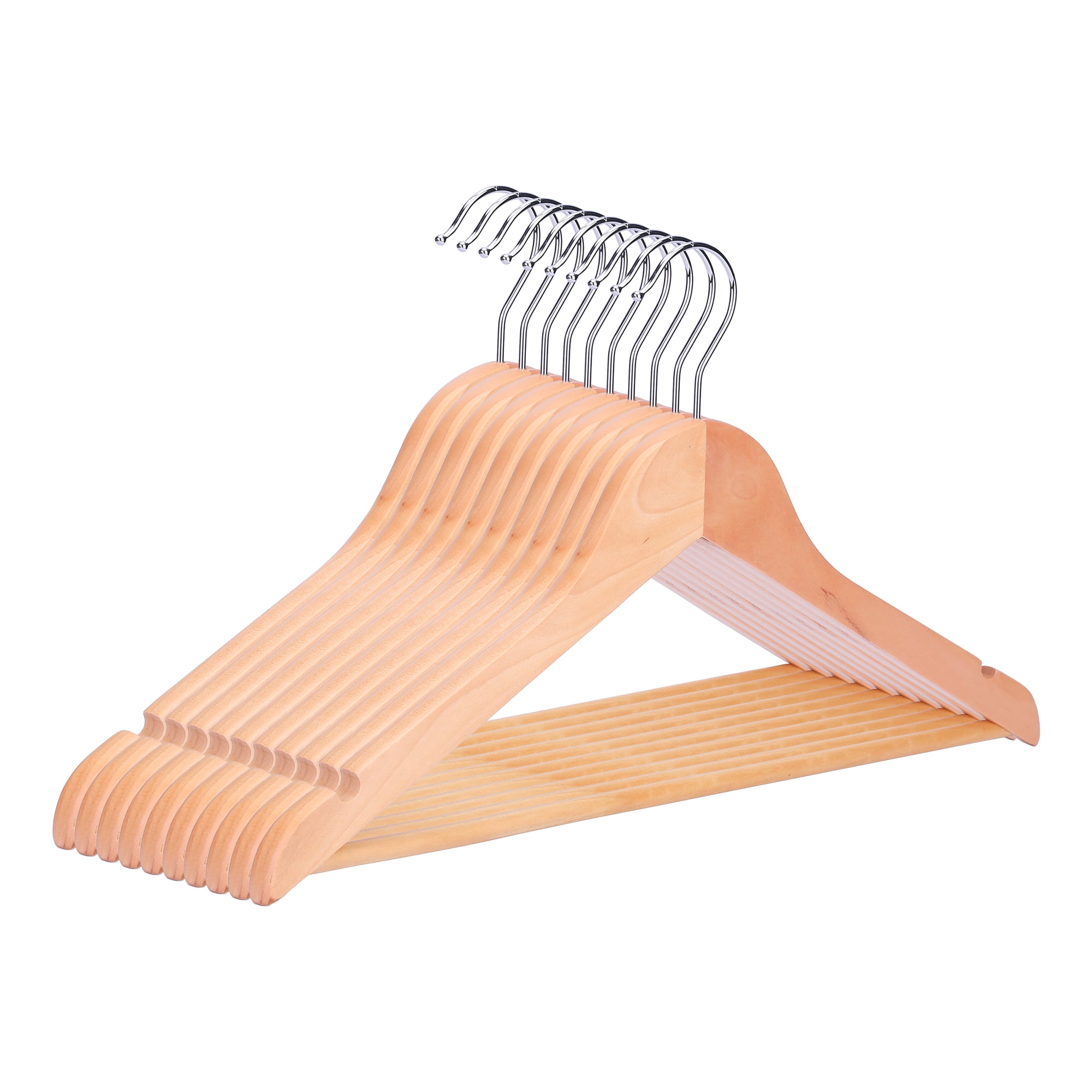 Unique Bargains Wood Non-Slip Hangers Clothes Hangers for Closet 10 Packs Light Brown