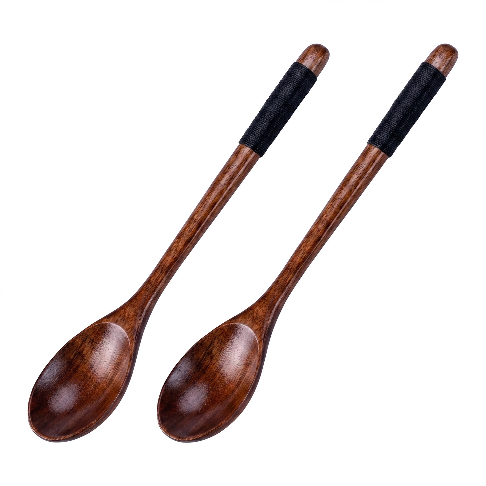 Unique Bargains Wood Non Stick Cookware Kitchen Utensils Set Black 2Pcs