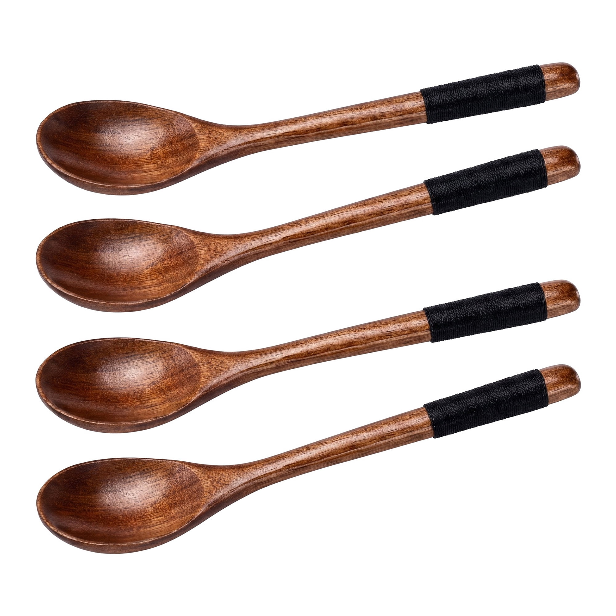 Unique Bargains Wood Non Stick Cookware Kitchen Utensils Set Black 4Pcs