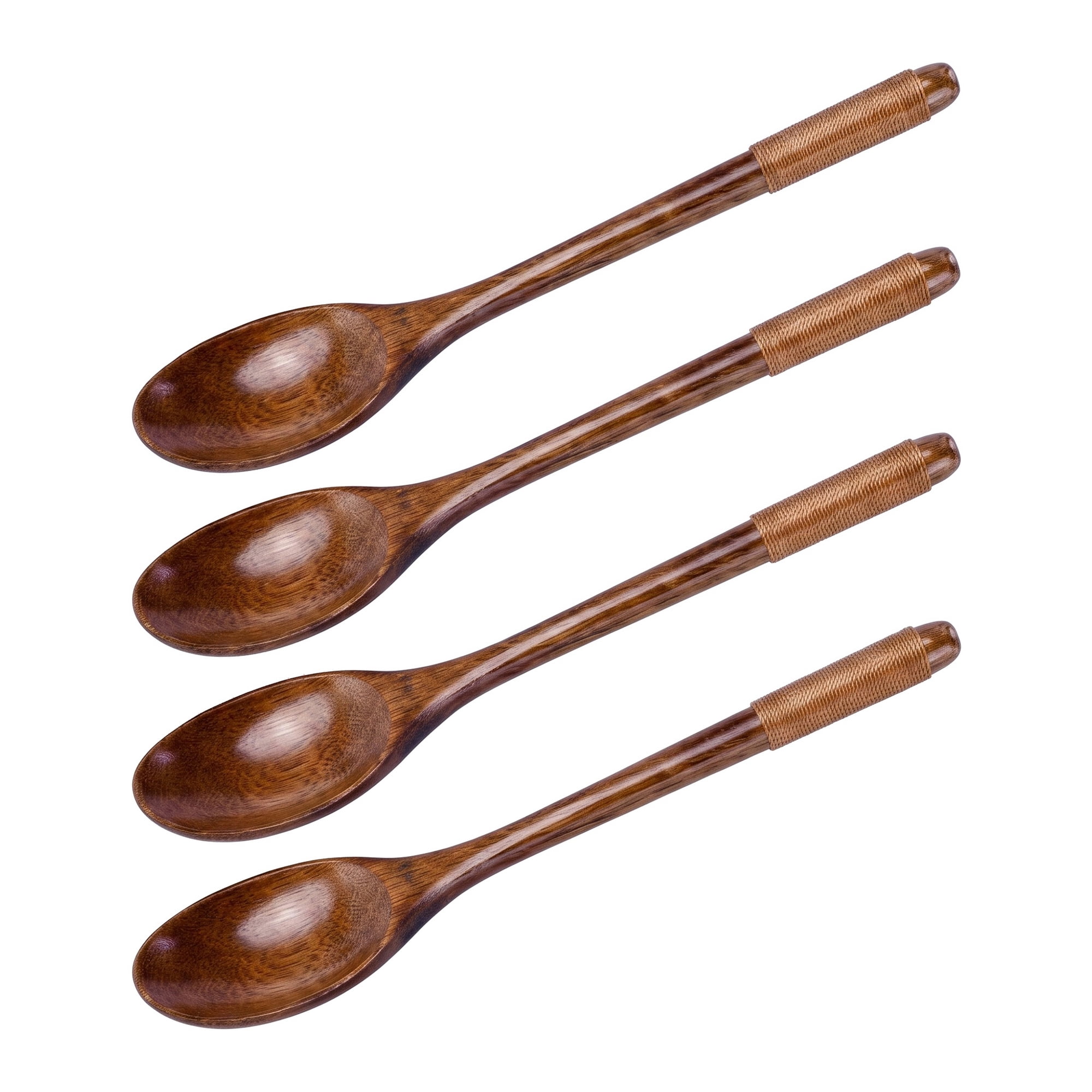 Unique Bargains Wood Non Stick Cookware Kitchen Utensils Set Dark brown 4Pcs