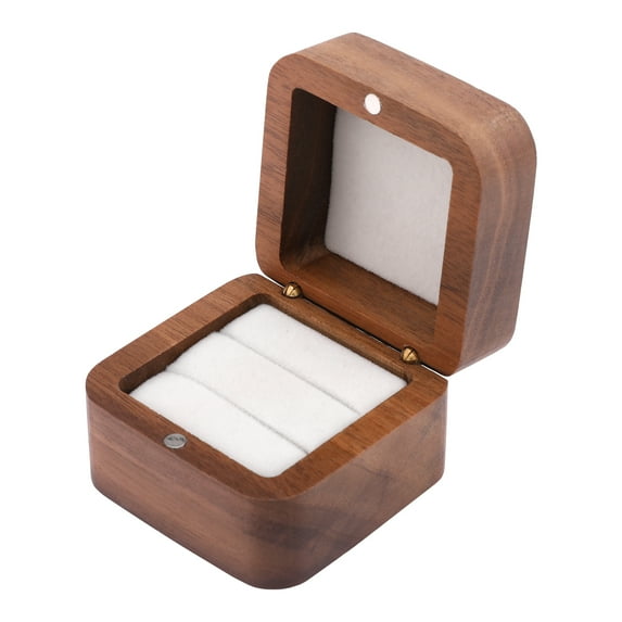 Unique Bargains Wood Ring Box Jewelry Storage for Proposal Beige
