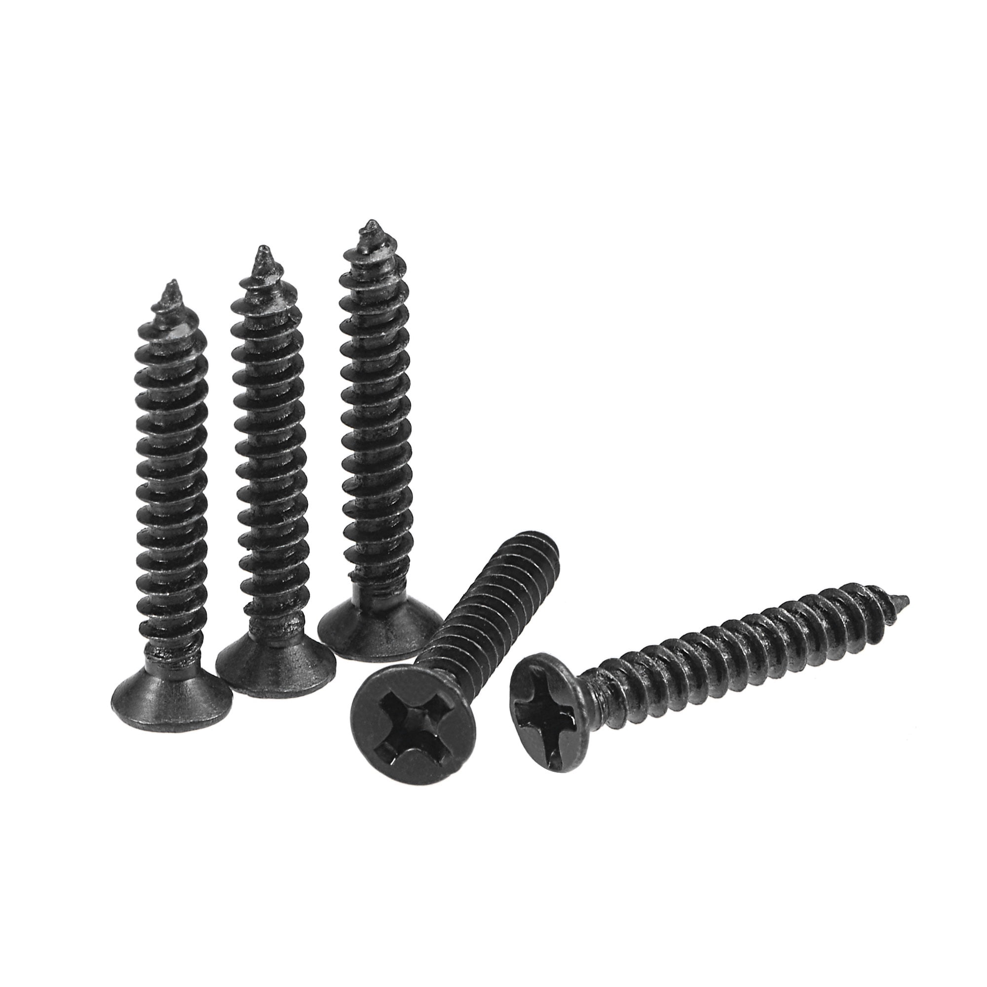 Unique Bargains Wood Screws Phillips Flat Head Carbon Steel Black M3 x 20mm