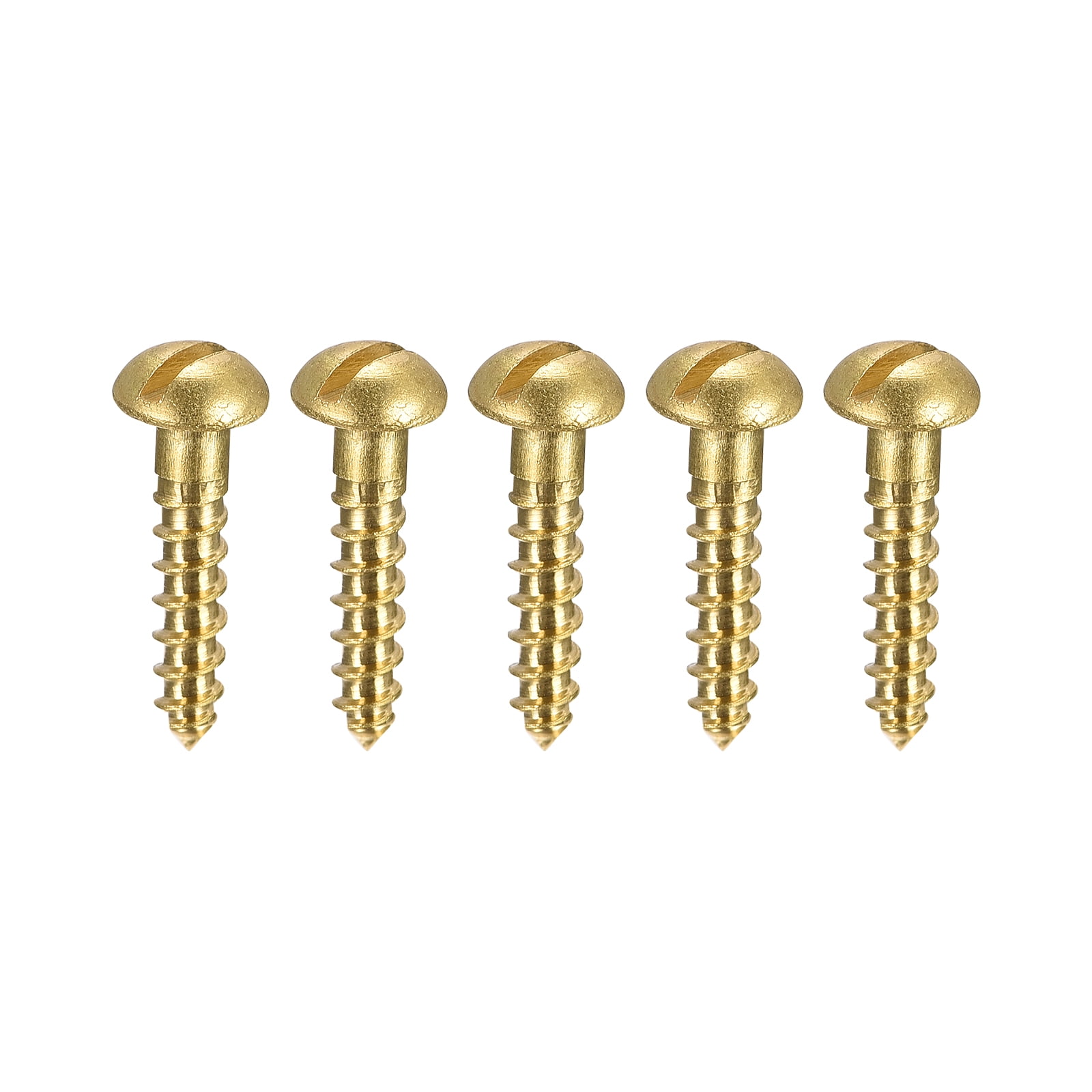 Unique Bargains Wood Screws Slotted Round Head Brass Self-Tapping Screws M2 x 10mm