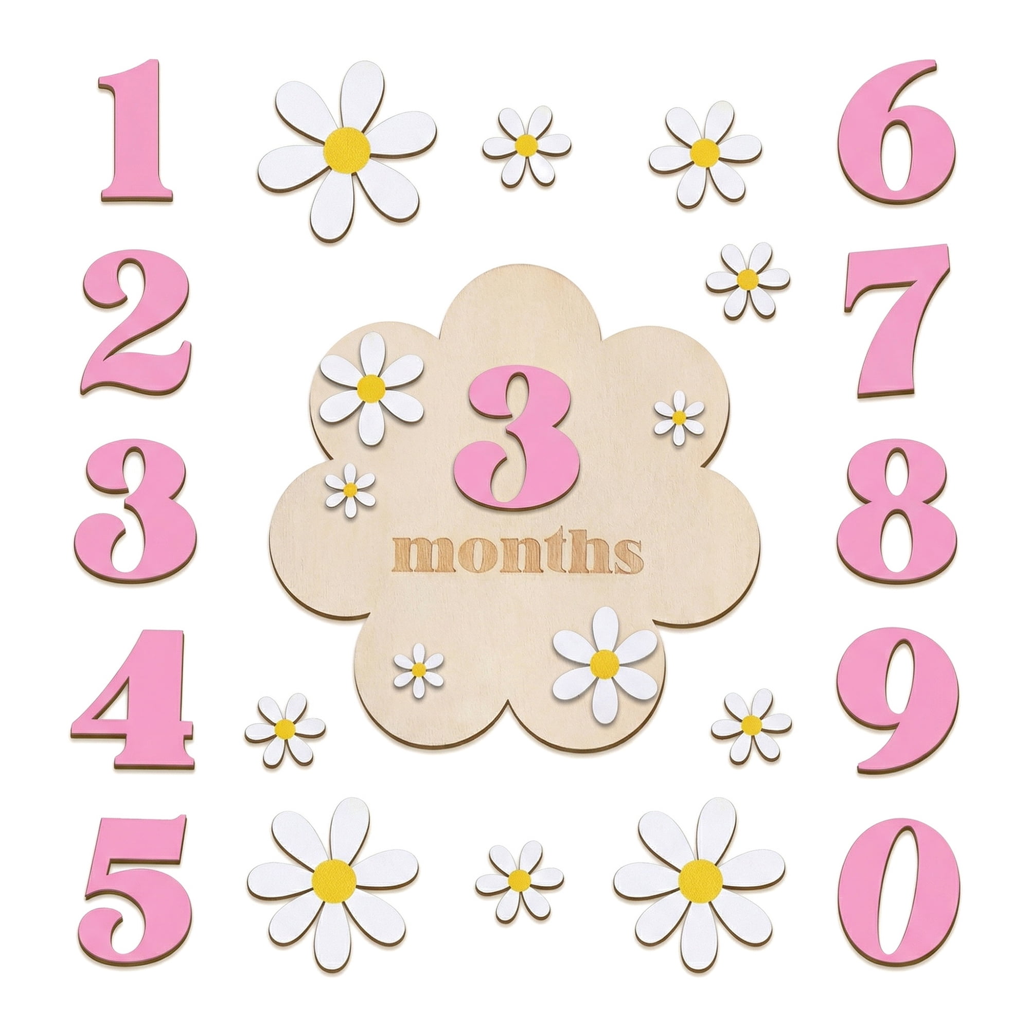 Unique Bargains Wooden Flower Wall Art Decor Layered Floral Wood Sign Pink 6.3in