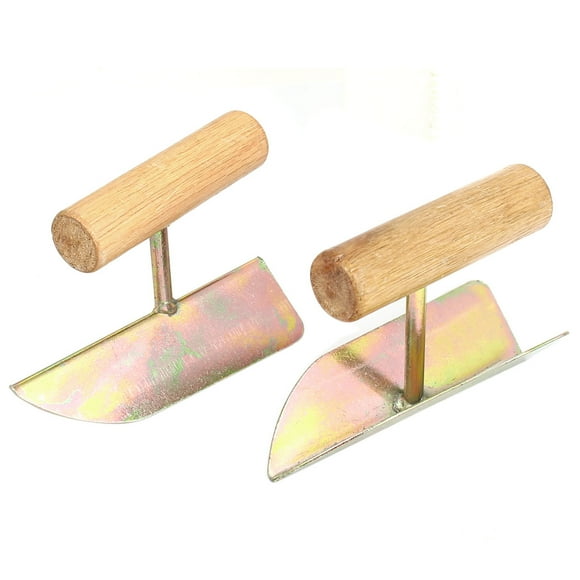 Unique Bargains Wooden Handle Drywall External Outside Internal Inside Corner Trowel Bronze Tone