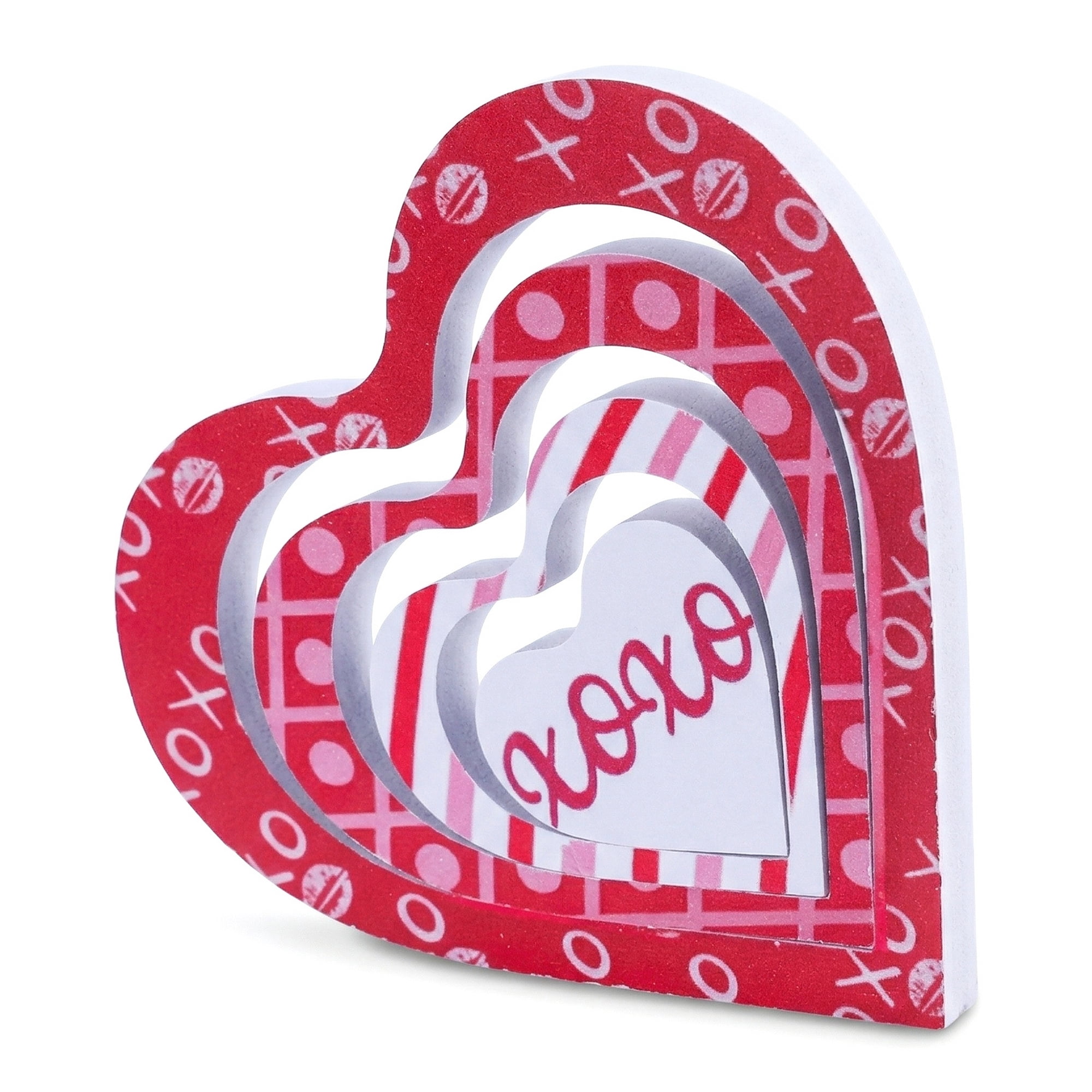Unique Bargains Wooden Heart Table Decor Removable Stackable Heart Sign Style E 5.1in