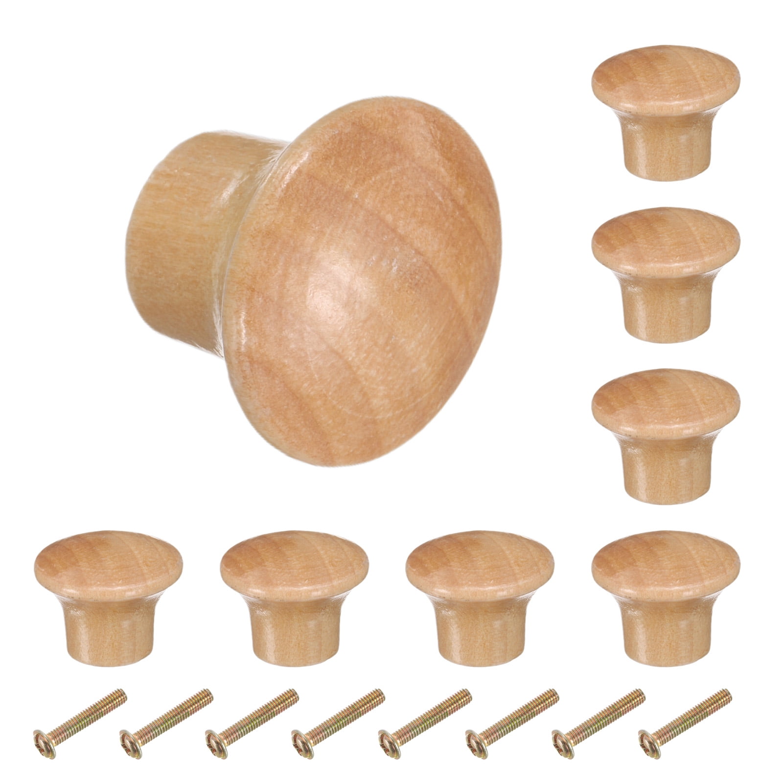 Unique Bargains Wooden Mushroom Shape Single Hole Drawer Pulls Light Brown