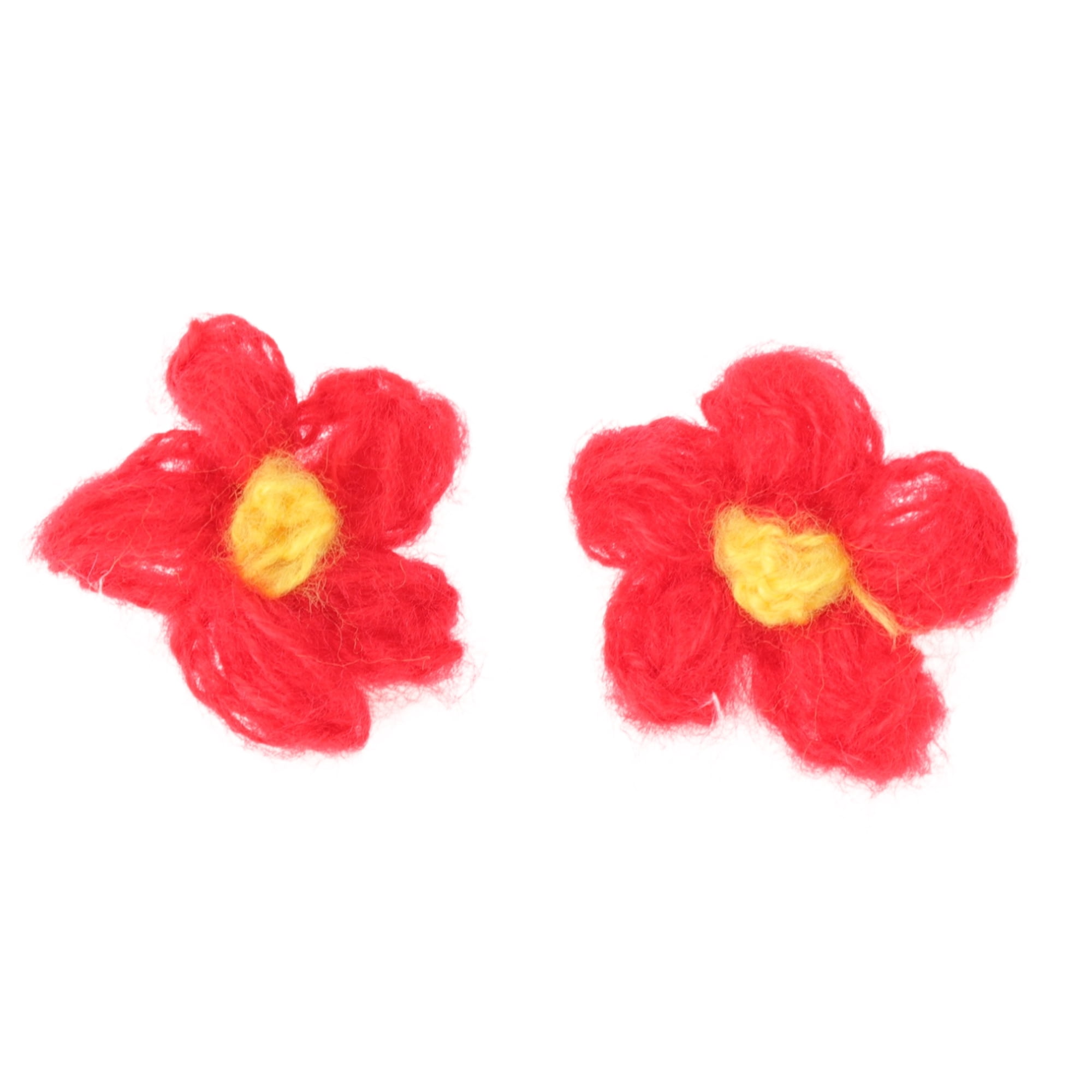 Unique Bargains Wool Yarn Flower Shoelace Charms 1 Pair Red