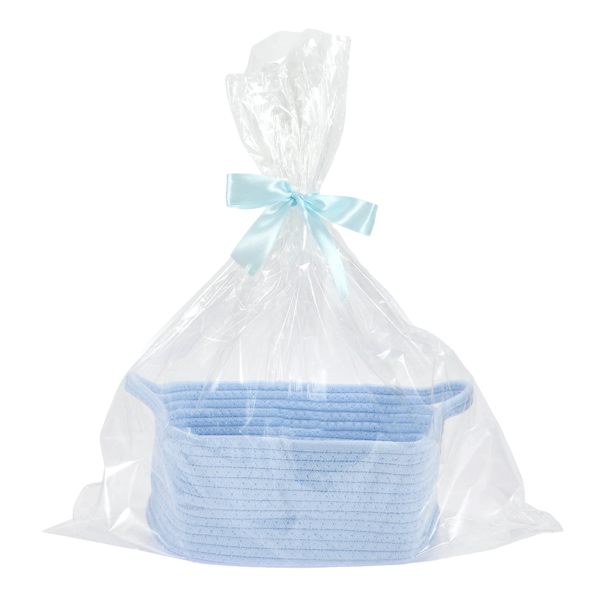 Unique Bargains Woven Empty Gift Decorative Basket with Gift Bag and Ribbon Blue