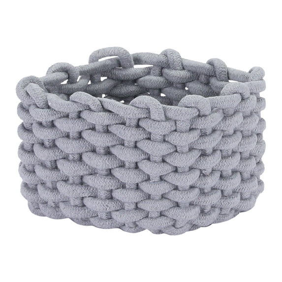 Unique Bargains Woven Storage Basket Bin Shelf Closet with Handles Grey