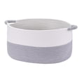 thumbnail image 1 of Unique Bargains Woven Storage Basket Bin with Handles White/Grey 17*12.5*8.5in, 1 of 6