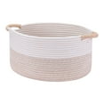 thumbnail image 1 of Unique Bargains Woven Storage Basket Bin with Handles White/Khaki 17*12.5*8.5in, 1 of 6