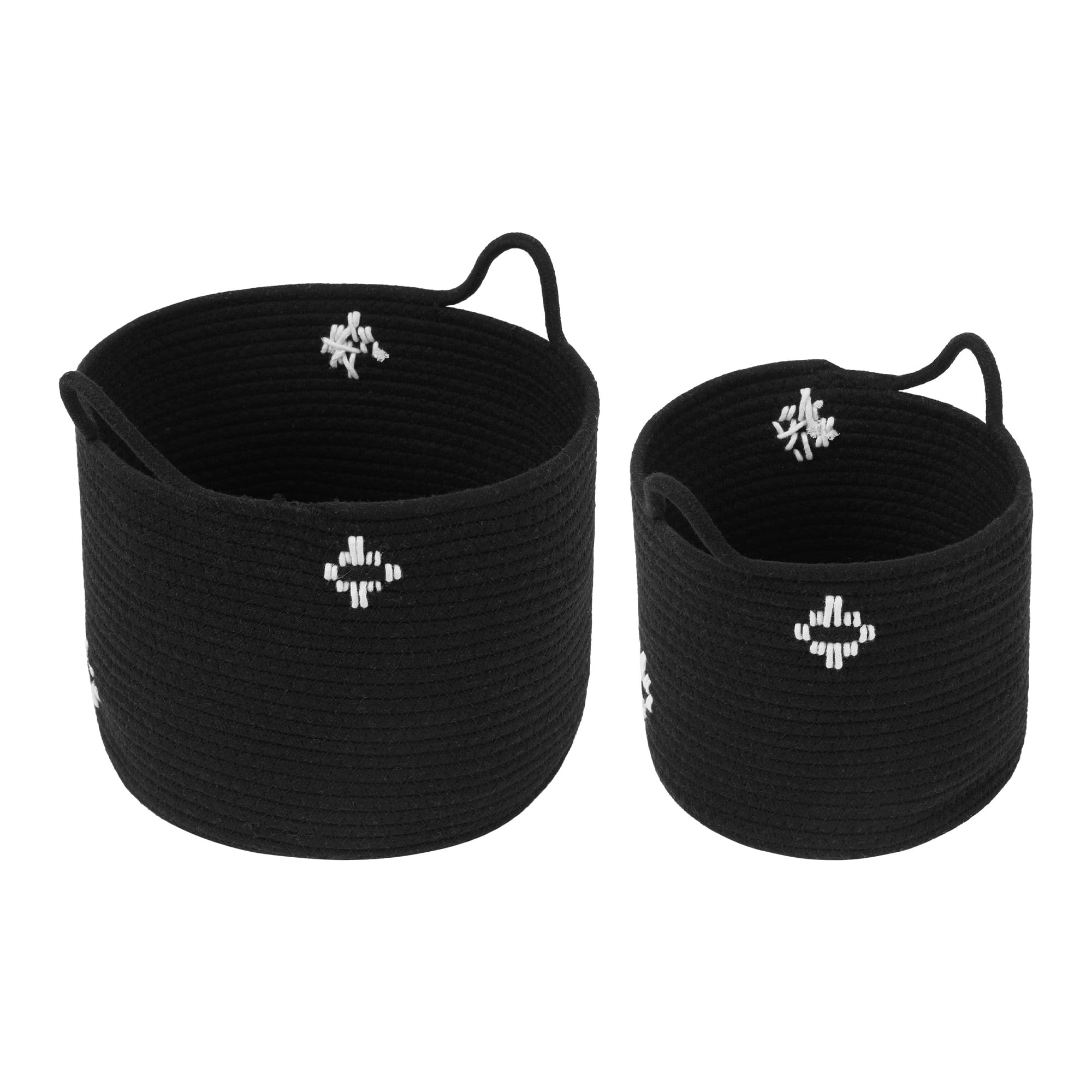 Unique Bargains Woven Storage Basket Closet Storage Bin Black 7.5*7.1*7.9in、9.8*8.3*10.6in
