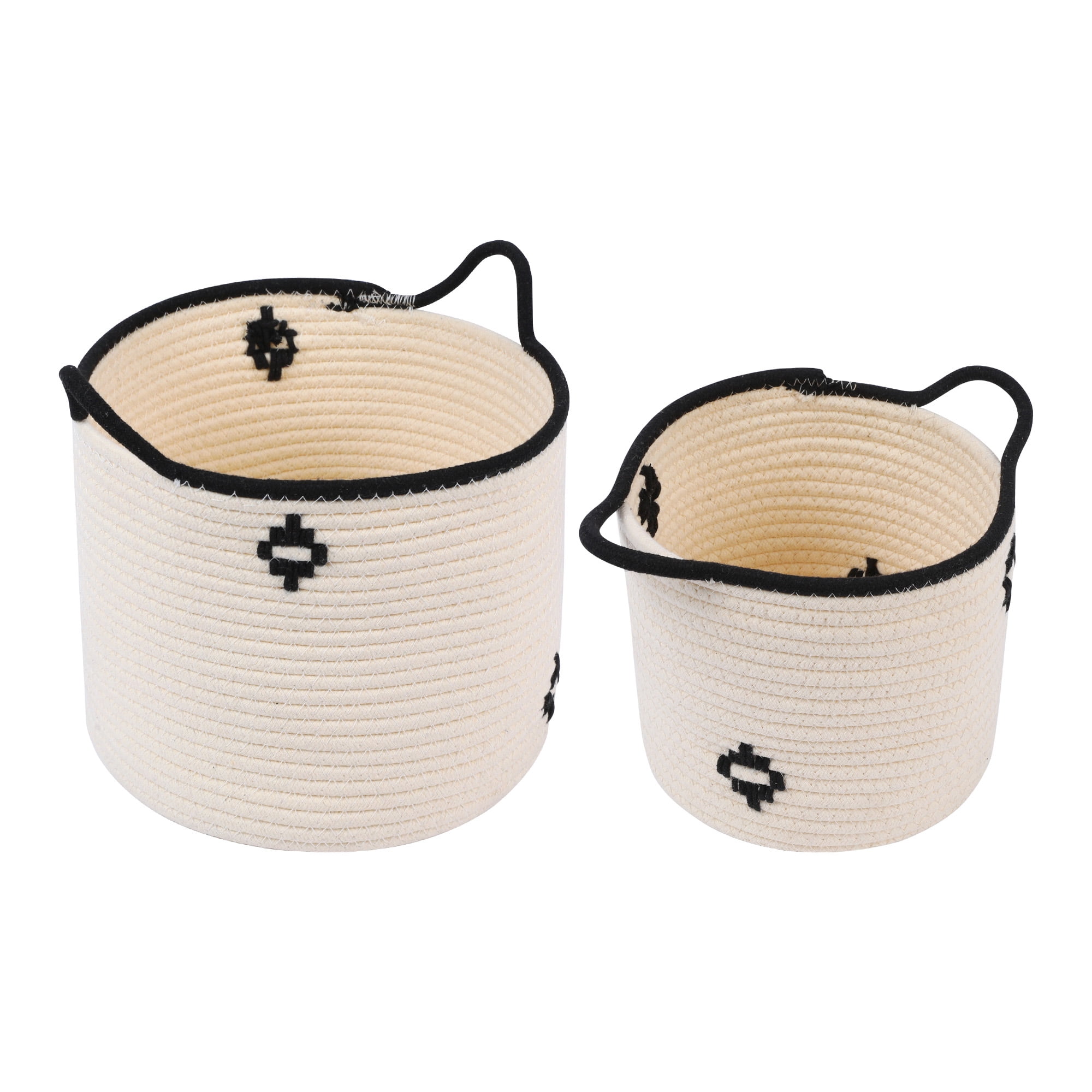 Unique Bargains Woven Storage Basket Closet Storage Bin White 7.5*7.1*7.9in、9.8*8.3*10.6in