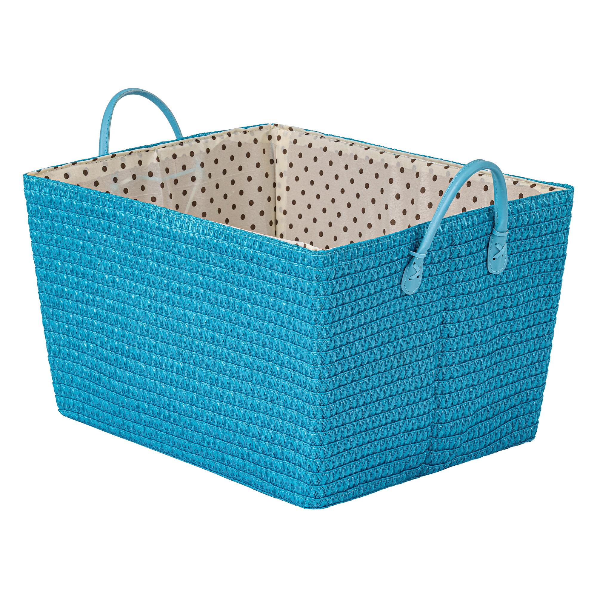 Unique Bargains Woven Storage Basket Shelf Closet Storage Bin Blue 17.7*13.8*9.8in