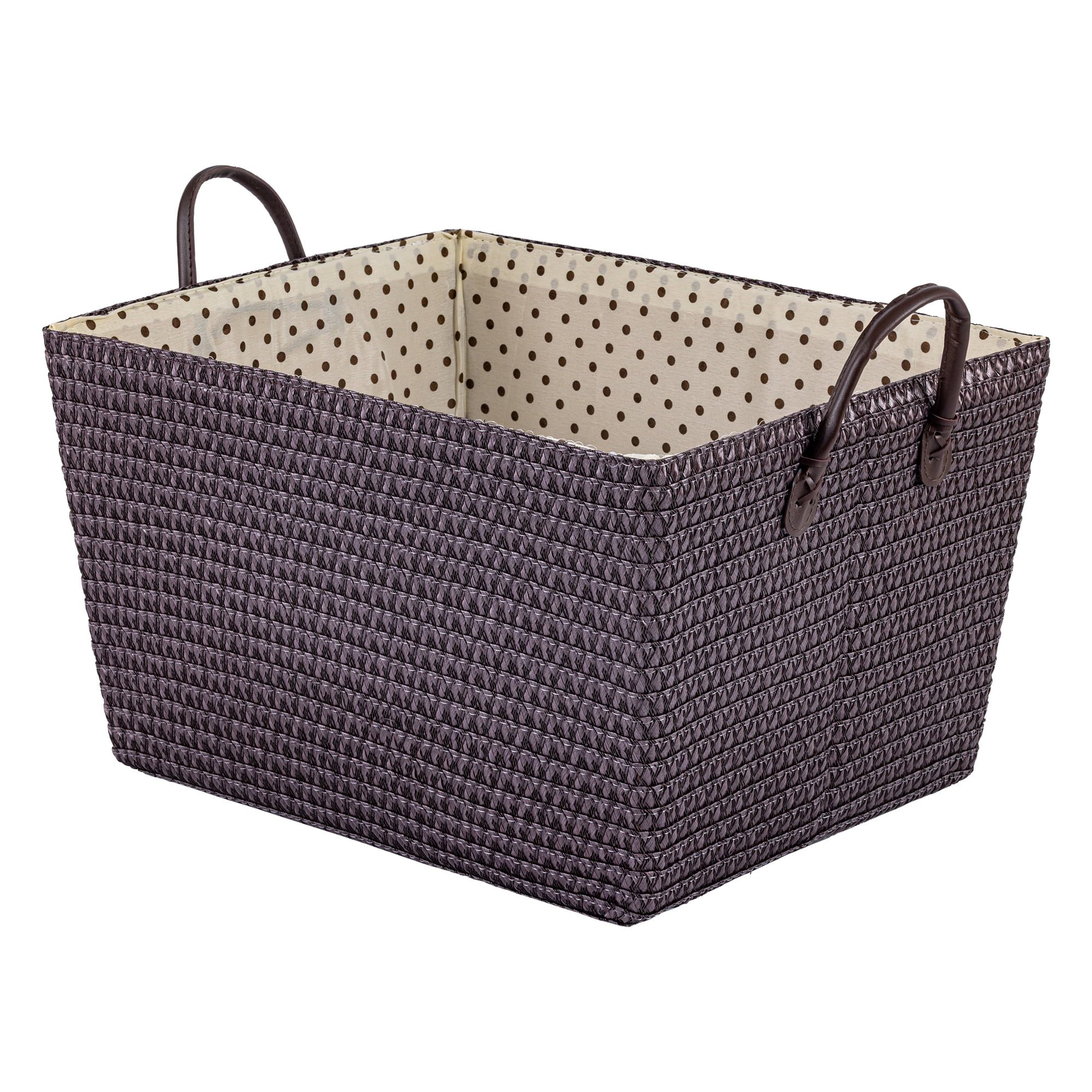 Unique Bargains Woven Storage Basket Shelf Closet Storage Bin Coffee 17.7*13.8*9.8in