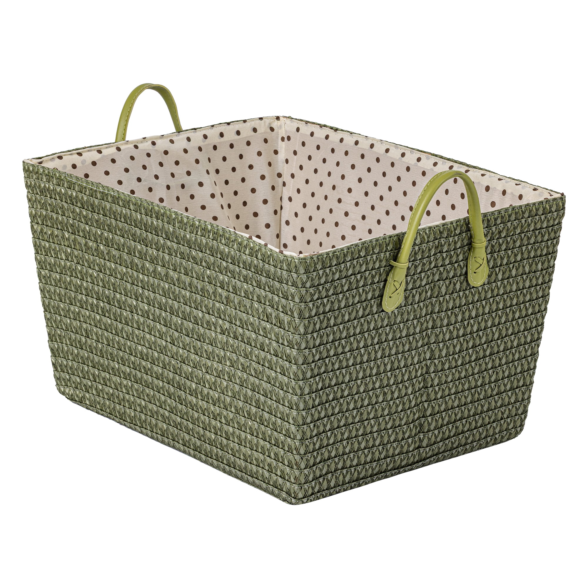 Unique Bargains Woven Storage Basket Shelf Closet Storage Bin Green 17.7*13.8*9.8in