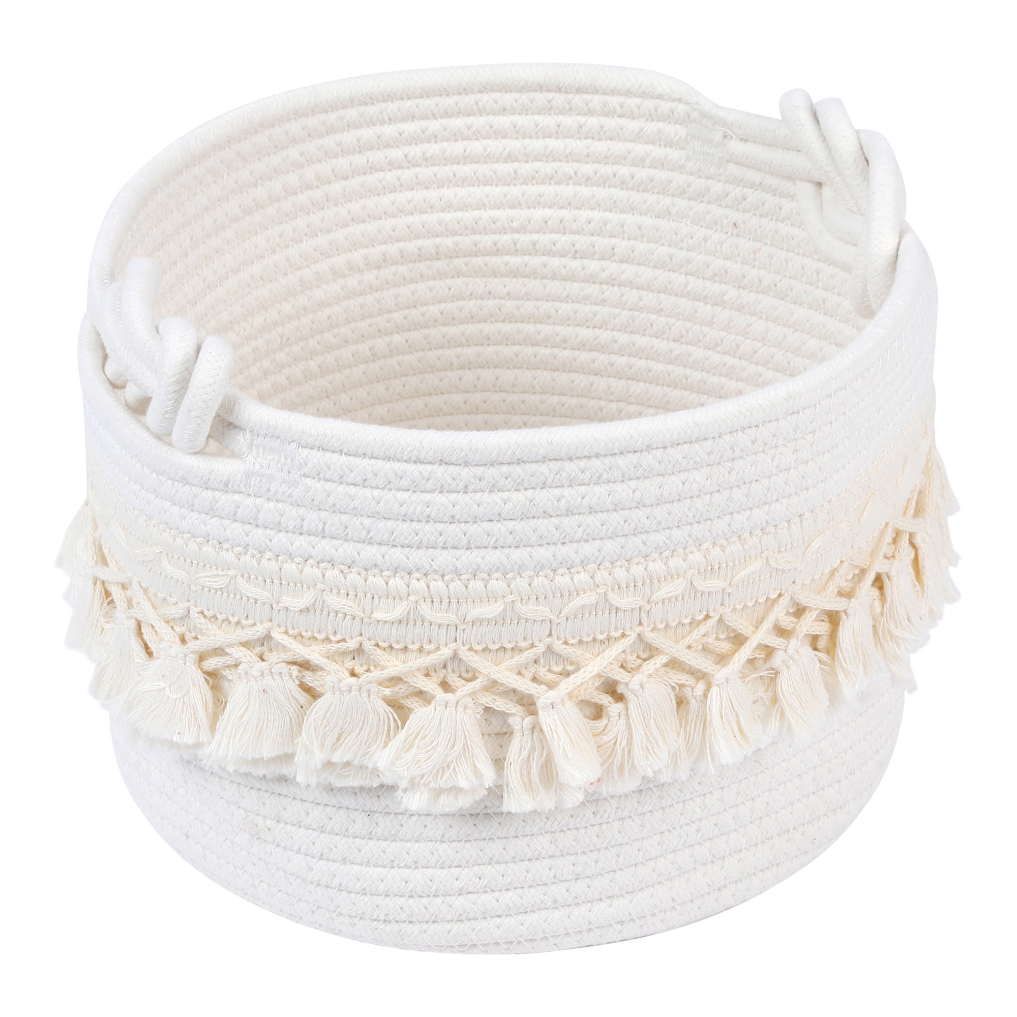 Unique Bargains Woven Storage Basket Shelf Closet Storage Bin White 9.4*6.7in
