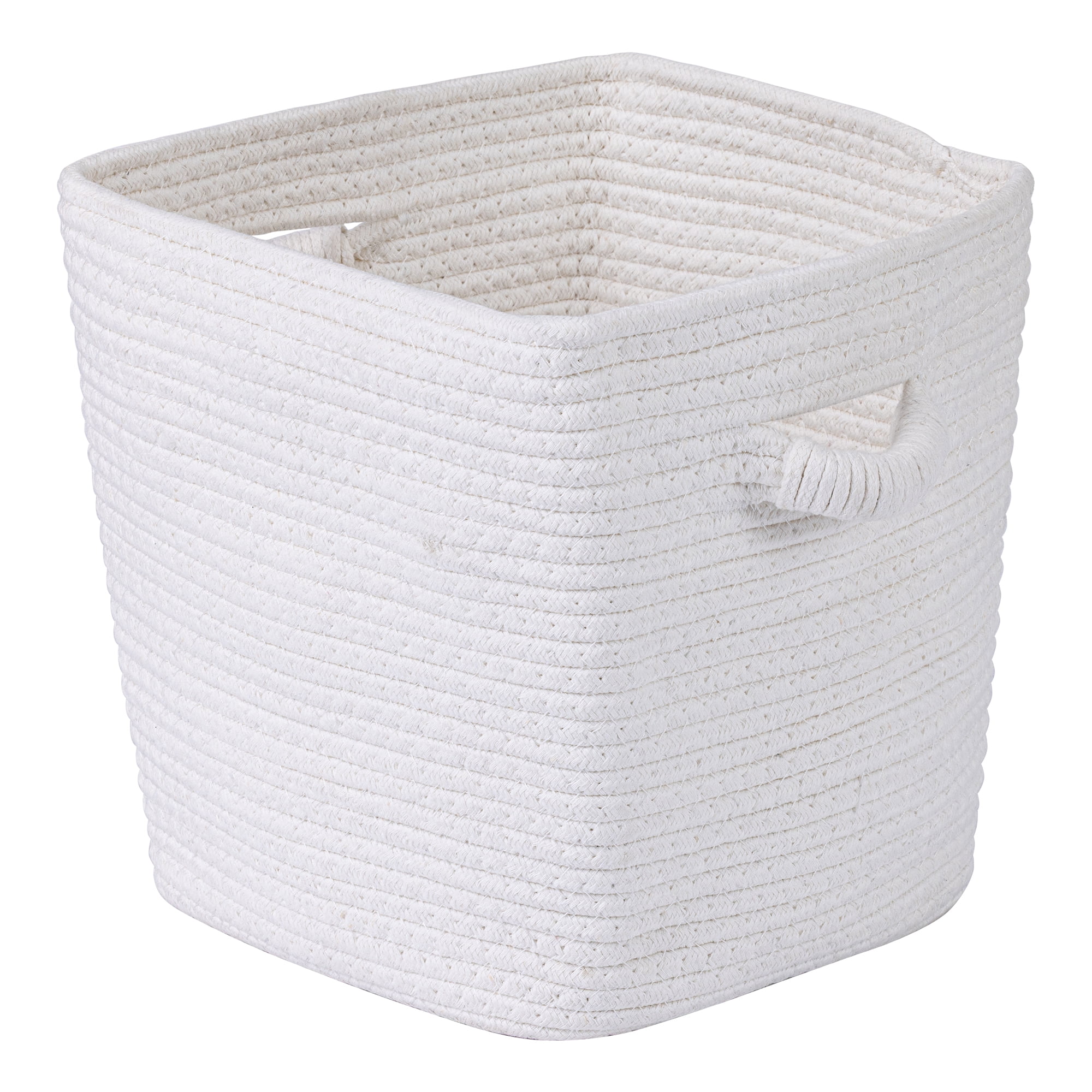 Unique Bargains Woven Storage Basket Shelf Closet White 11*11*11in