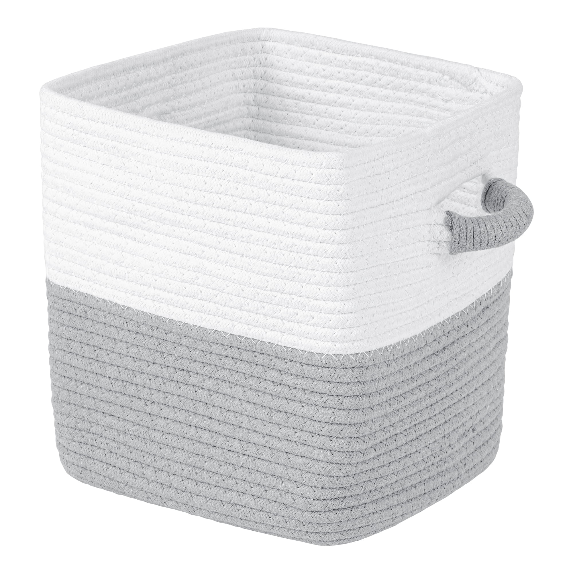 Unique Bargains Woven Storage Basket Shelf Closet White Grey 11*11*11in
