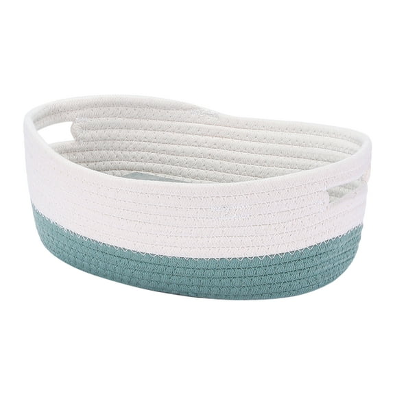 Unique Bargains Woven Storage Basket Shelf Storage Bin for Home Clothes with Handles Green