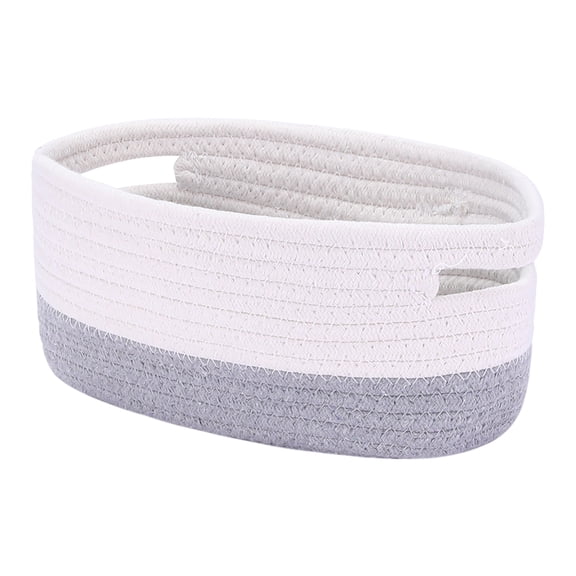 Unique Bargains Woven Storage Basket Shelf Storage Bin for Home Clothes with Handles Grey