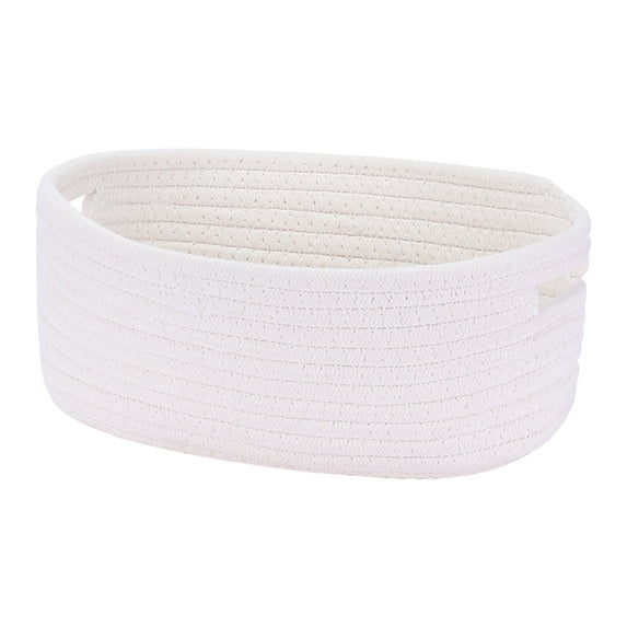 Unique Bargains Woven Storage Basket Shelf Storage Bin for Home Clothes with Handles White