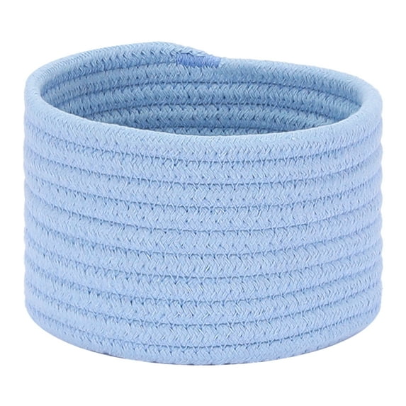 Unique Bargains Woven Storage Basket Shelf Storage Bin for Home Key Tray Bowl Blue S