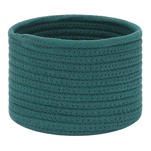 Unique Bargains Woven Storage Basket Shelf Storage Bin for Home Key Tray Bowl Dark Green S