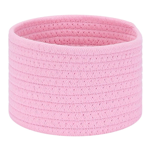 Unique Bargains Woven Storage Basket Shelf Storage Bin for Home Key Tray Bowl Pink S
