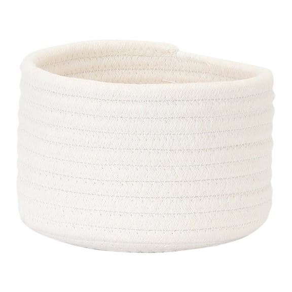 Unique Bargains Woven Storage Basket Shelf Storage Bin for Home Key Tray Bowl White L