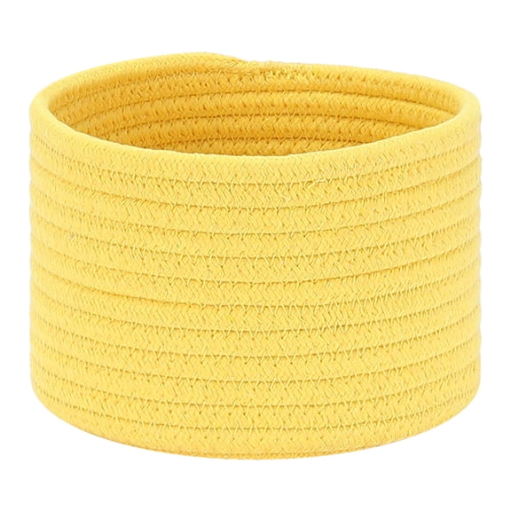 Unique Bargains Woven Storage Basket Shelf Storage Bin for Home Key Tray Bowl Yellow L