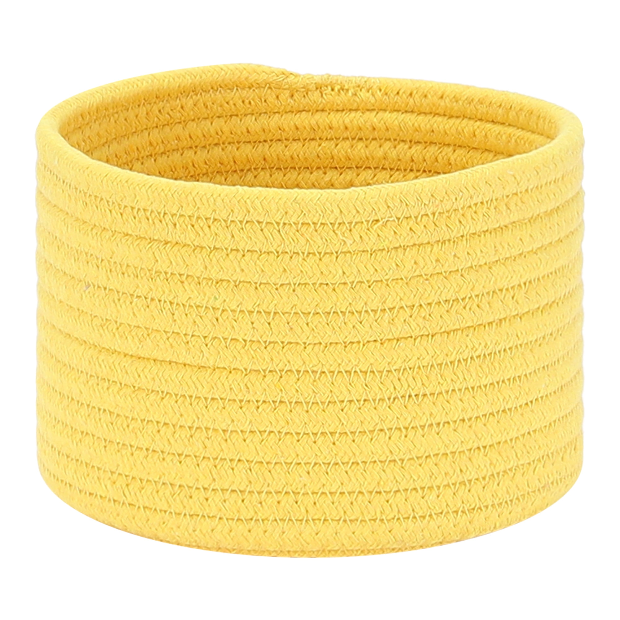 Unique Bargains Woven Storage Basket Shelf Storage Bin for Home Key Tray Bowl Yellow S