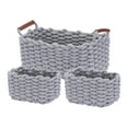 thumbnail image 1 of Unique Bargains Woven Storage Basket Shelf Storage Bin with Handle for Key Tray Bowl Grey, 1 of 8